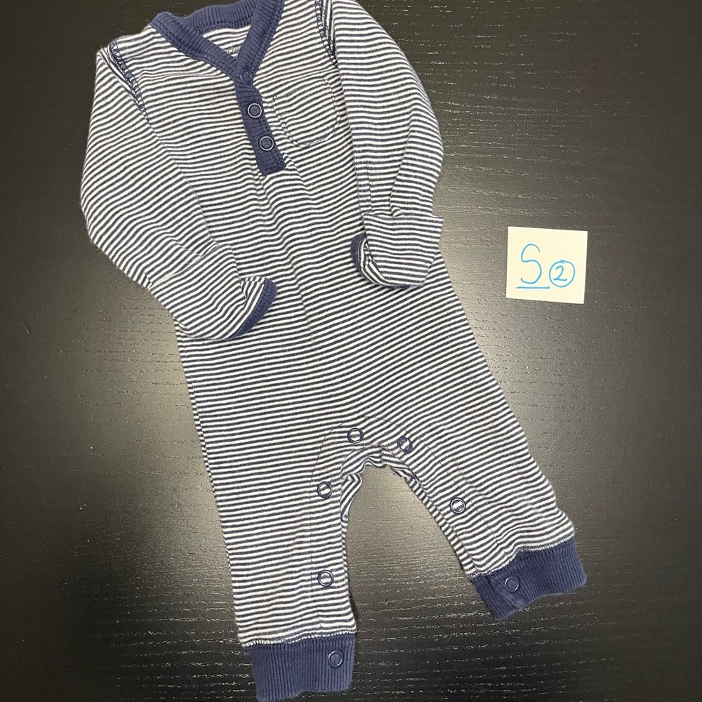 Carter’s Newborn Navy and White Striped Footless One Piece